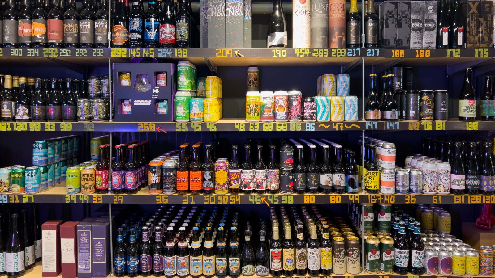 various selections of beers and cans