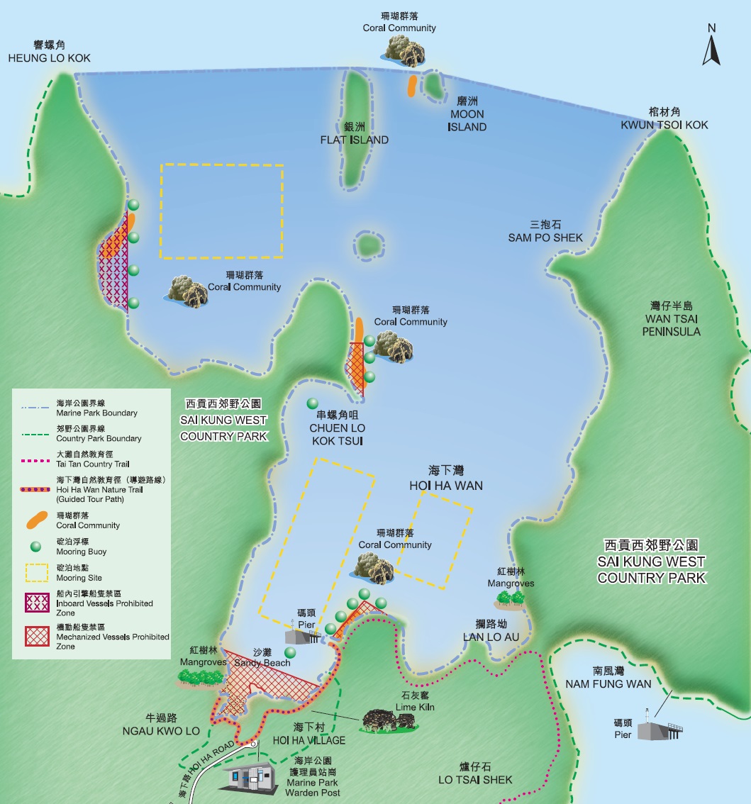 Snorkeling map to locate the coral community at Hoi Ha