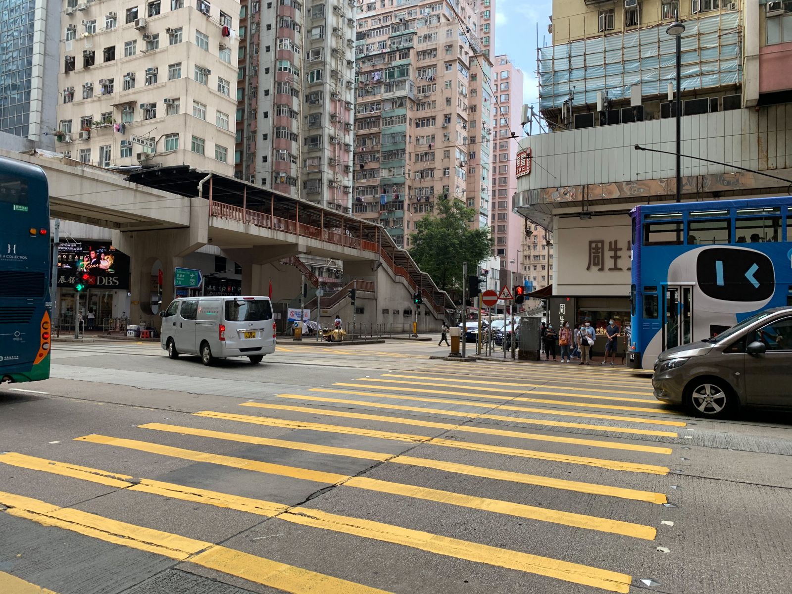 Cross the road when you see the footbridge