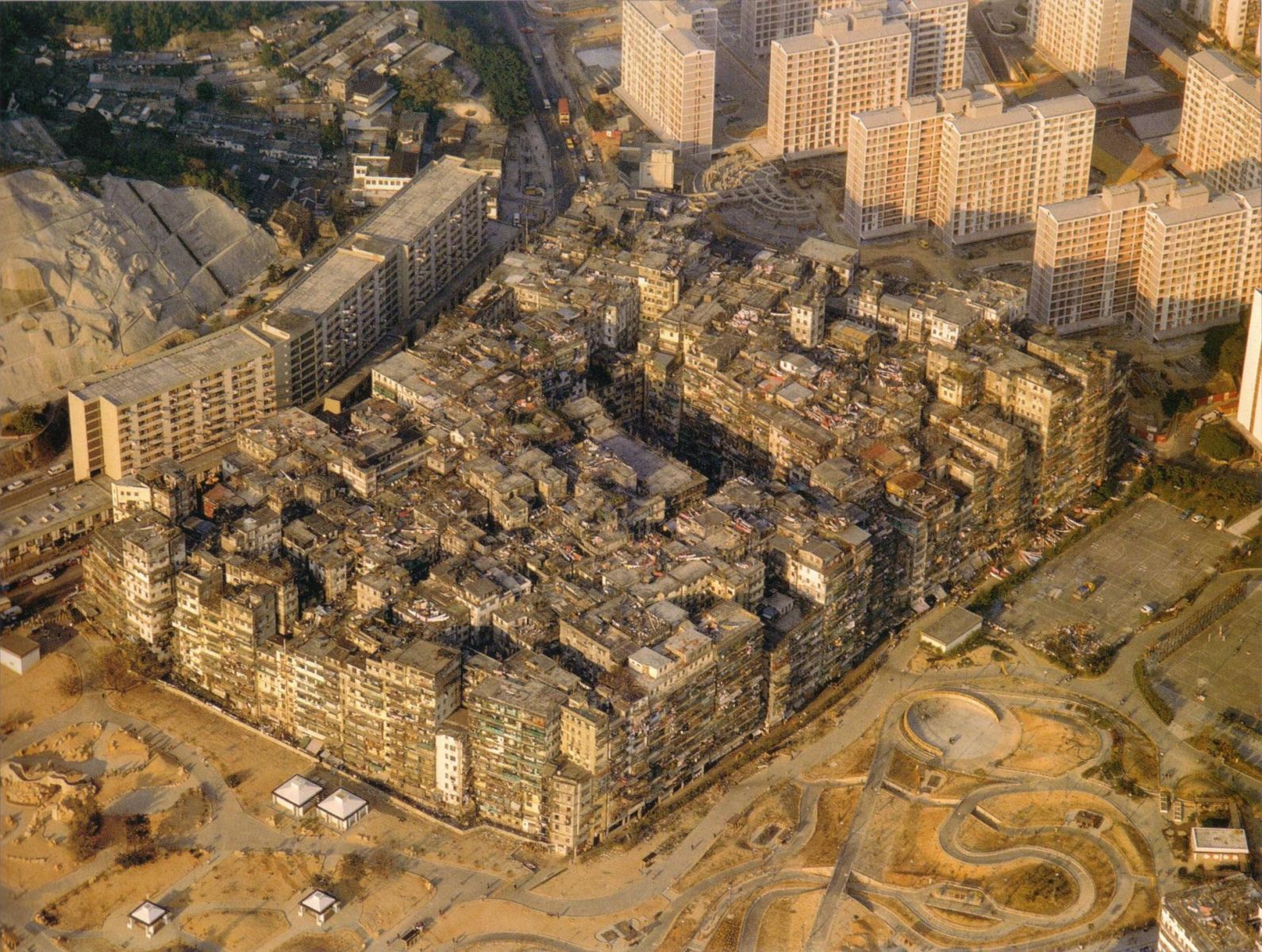 Aerial Photo of Kowloon Walled City in 1989