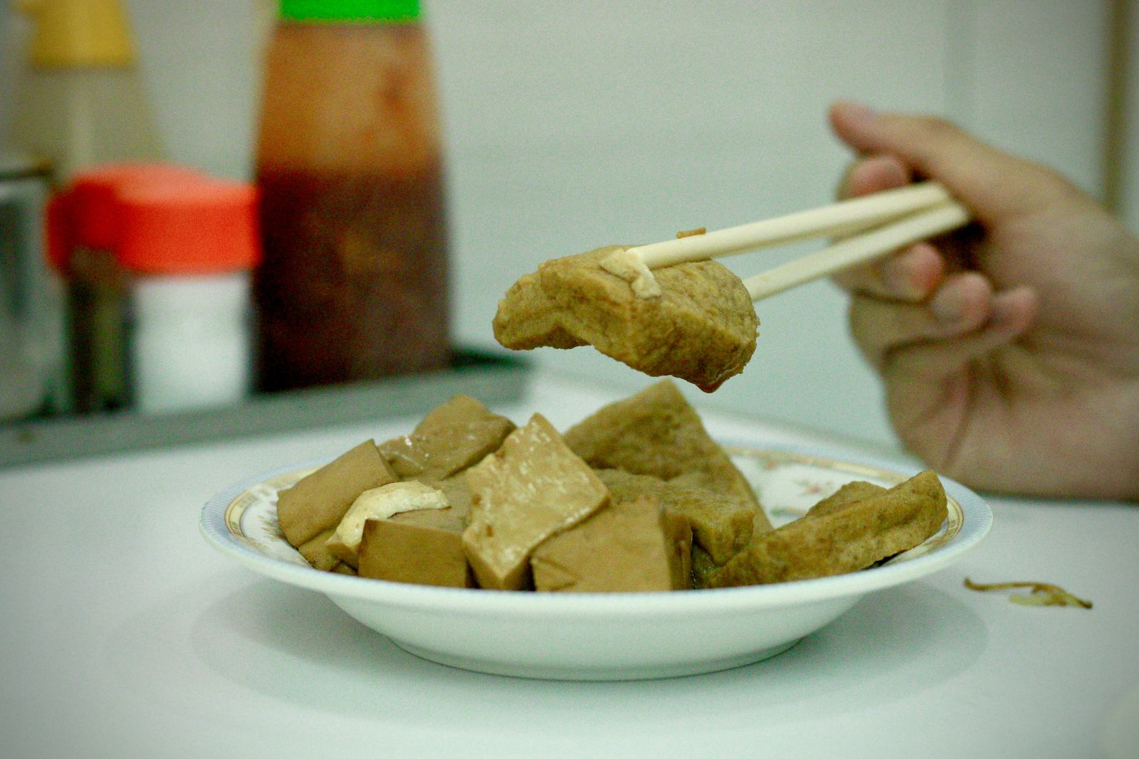Tofu and bean curd puff with soy sauce (鹵水豆腐卜）